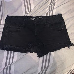 Black denim American eagle shorts